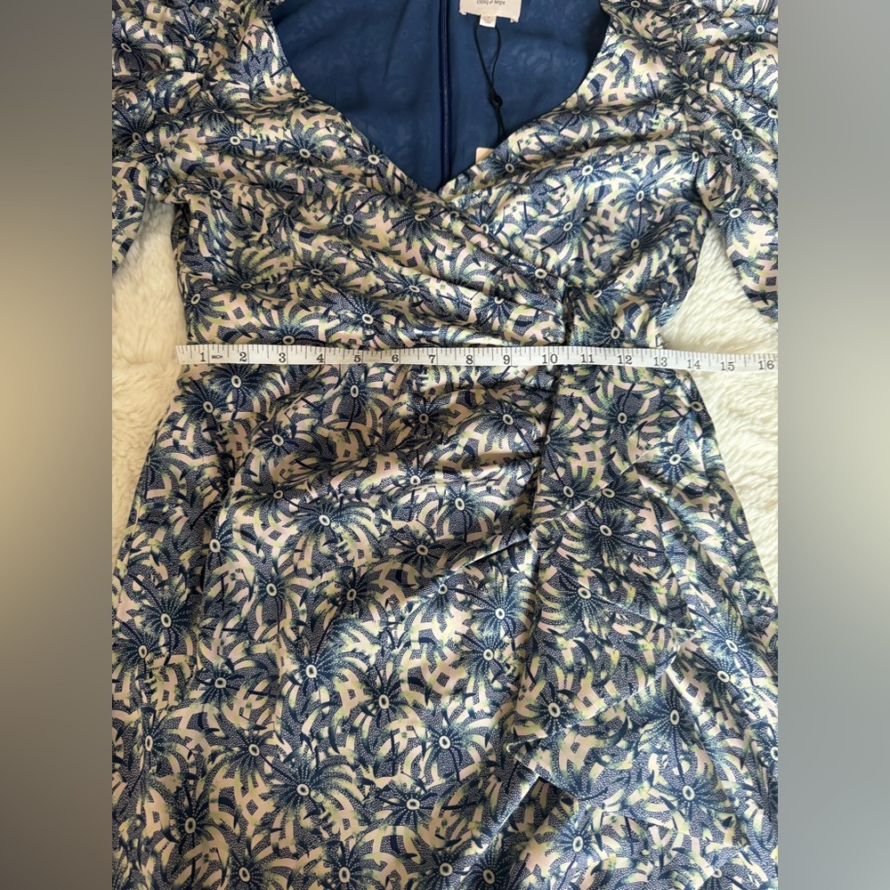 cinq a sept Blue Floral Puff-Sleeve Midi Dress - Picture 16 of 16